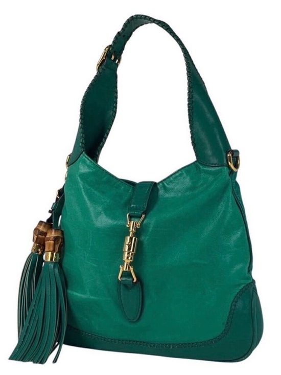 Gucci Handbags - Gucci Jackie Bamboo Large Teal Hobo
